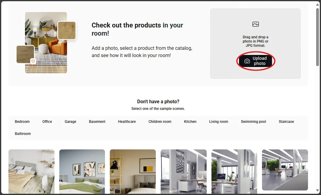 Screenshot of uploading a photo on the visualiser