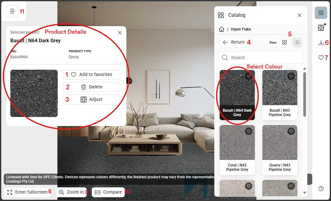 Screenshot of the UI breakdown in the Visualiser