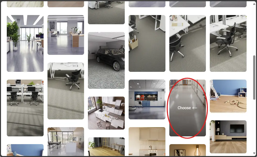 Screenshot of the image gallery available in the visualiser