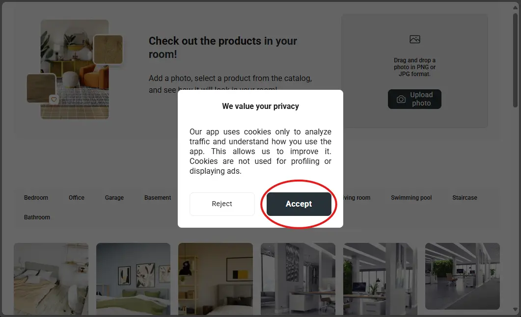 Screenshot of the Accept Terms and Conditions popup
