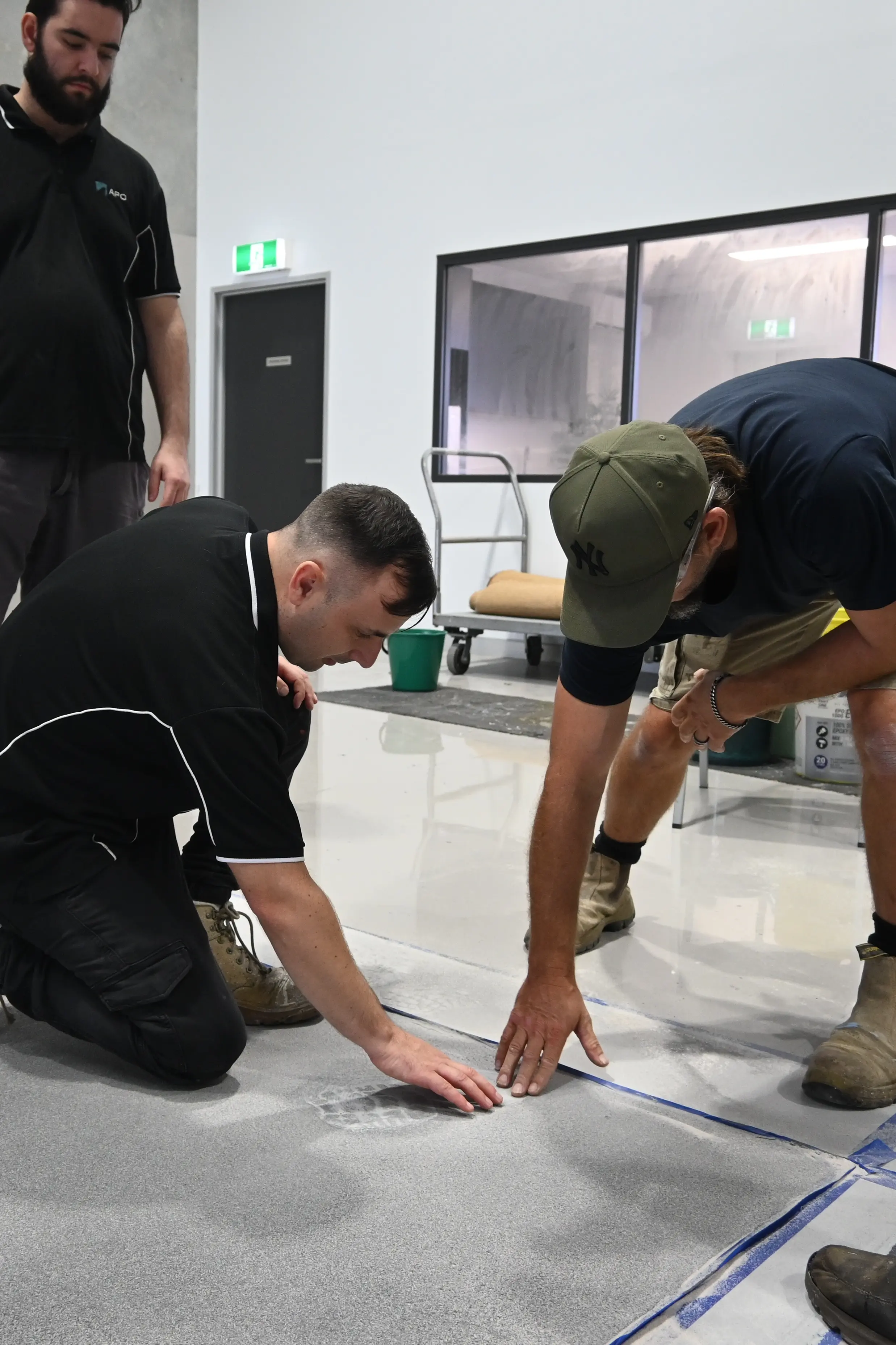 Commercial Epoxy training showing surface testing